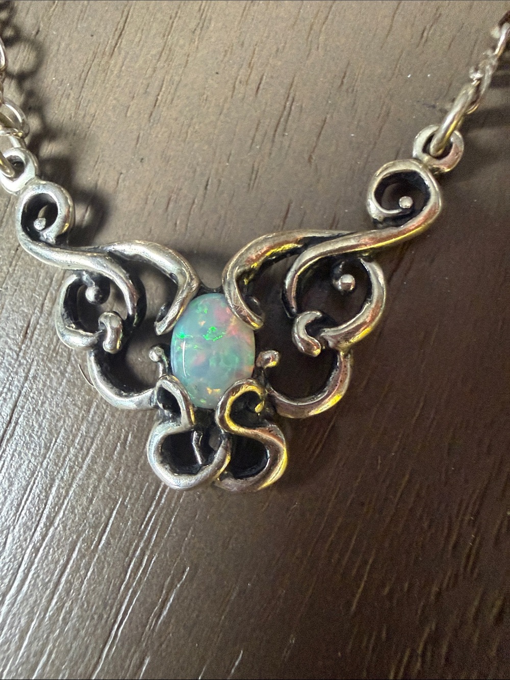 Moon Angel Sterling Silver Opal Pendant Necklace - White Opal